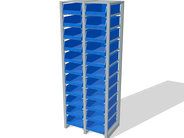Rayonnage à bacs RACK garni